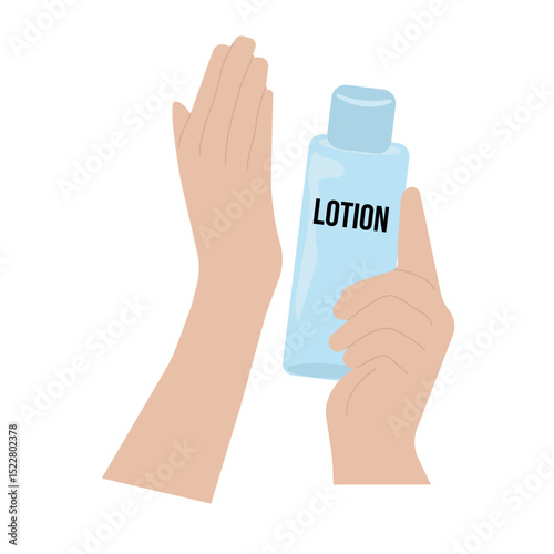 Beauty industry Face and skin care vector illustration of lotion pouring from bottle, on white background for beauty salons, spa centers, magazines, bloggers, brands, online stores and apps