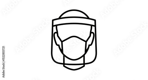 Protective Face Shield and Mask Icon Safety Gear, Healthcare, Prevention, Hygiene, Vector Illustration