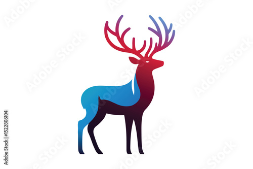 Deer Silhouette logo image. Hart, Pricket, Venison, Doe, Buck, Stag, Roe, Fawn art Illustration logo.