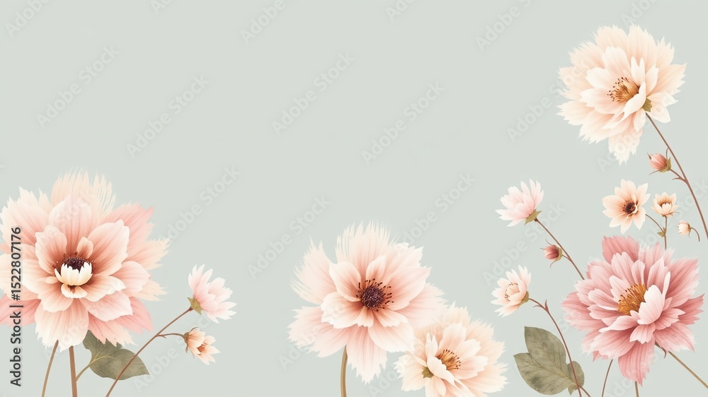 Naklejka premium Delicate Brushstroke Flowers on a Smooth Background