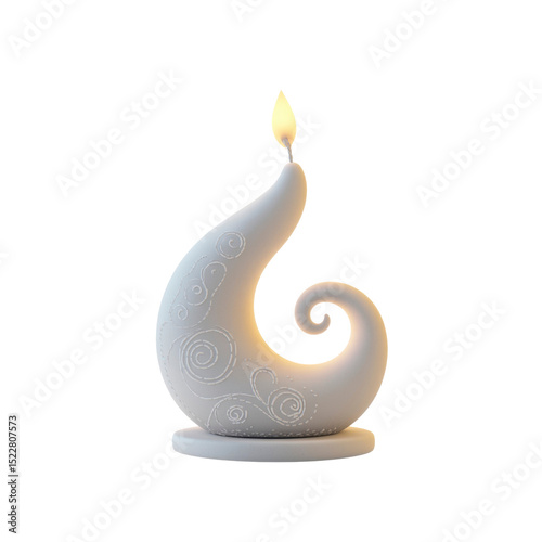Elegant Swirl Candle with Intricate Design - Illuminated Table Decor