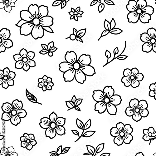 桜の花パターン｜Cherry Blossom Flower Pattern