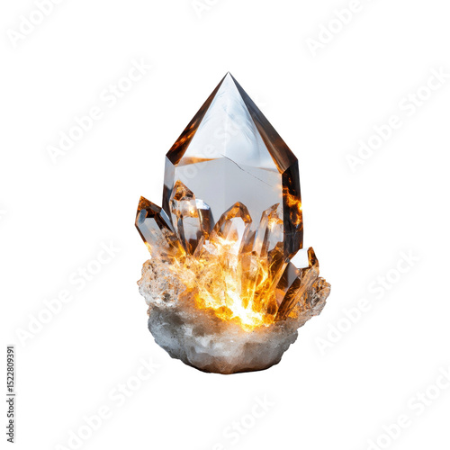 Illuminated Smoky Quartz Cluster Glowing Crystal Geode