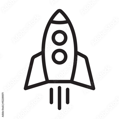 Rocket line icon. Flying up rocket line icon.