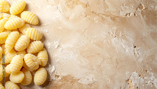 the image presents a mound of prepared dough balls on the left, sitting atop a textured surface. the dough balls have a slightly elongated shape with ridged markings across their tops
