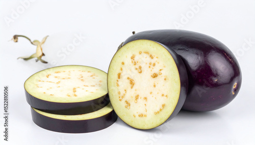 the subject of the image is a dark purple vegetable and some of its sliced portions