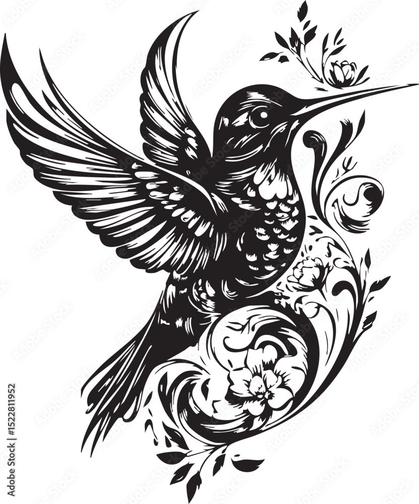 Fototapeta premium bird, vector, eagle, silhouette, animal, illustration, wing, wings, flying, tattoo, feather, nature, design, black, art, birds, fly, symbol, hawk, tribal, dove, angel, freedom, phoenix, falcon