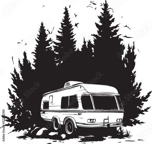 bus, car, truck, vehicle, camping, travel, camper, transport, van, rv, isolated, transportation, caravan, trailer, vintage, white, motorhome, vacation, retro, road, red, illustration, wheel, home, aut