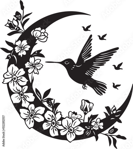 bird, vector, flower, illustration, silhouette, eagle, nature, animal, wing, flying, art, design, floral, feather, pattern, birds, leaf, dove, pigeon, fly, black, decoration, wings, symbol, colibri