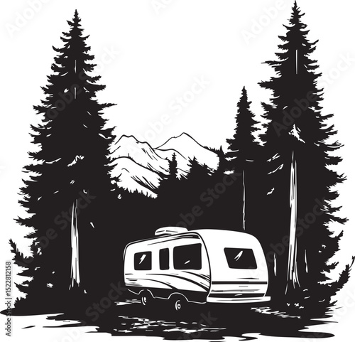 bus, car, truck, vehicle, camping, travel, camper, transport, van, rv, isolated, transportation, caravan, trailer, vintage, white, motorhome, vacation, retro, road, red, illustration, wheel, home, aut