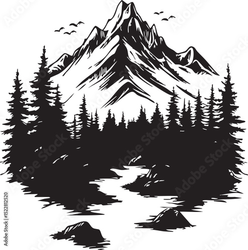 tree, christmas, winter, snow, forest, pine, vector, illustration, fir, landscape, holiday, nature, evergreen, trees, silhouette, decoration, star, design, season, wood, xmas, green, christmas tree, c
