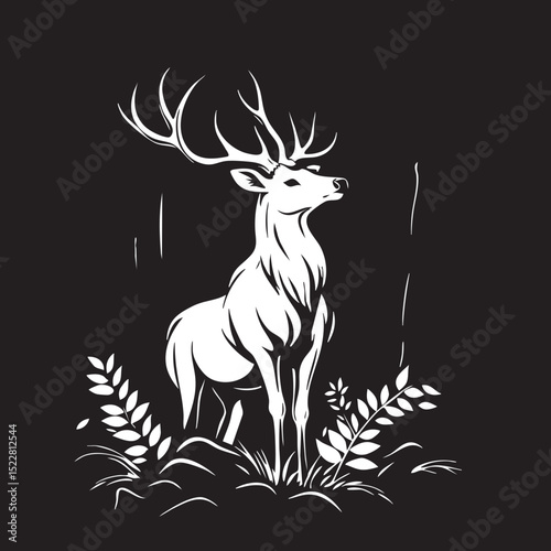 deer, animal, silhouette, reindeer, mammal, vector, illustration, nature, christmas, wild, antler, cartoon, wildlife, horn, stag, antelope, horns, goat, design, buck, cute, elk, drawing, hunting, icon