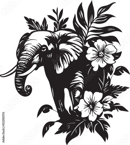 Wallpaper Mural flower, floral, vector, pattern, design, ornament, decoration, leaf, art, illustration, element, tattoo, plant, nature, black, decor, butterfly, silhouette, swirl, flowers, vintage, spring, wallpaper, Torontodigital.ca