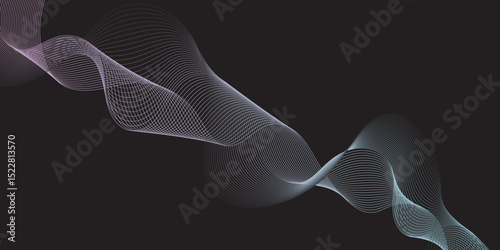 Modern multicolor gradient flowing wave lines. Parallel lines of vibrant color. Stylized line art background. curving and wavy gradient lines against a black background.	