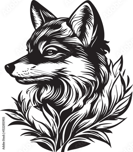 fox, animal, wolf, cartoon, vector, head, dog, illustration, wild, wildlife, mammal, tattoo, fur, cat, nature, red fox, canine, drawing, cute, mascot, black, design, predator, coyote, beast