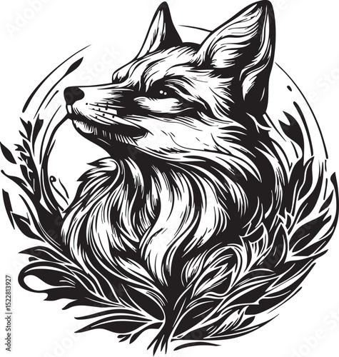 fox, animal, wolf, cartoon, vector, head, dog, illustration, wild, wildlife, mammal, tattoo, fur, cat, nature, red fox, canine, drawing, cute, mascot, black, design, predator, coyote, beast