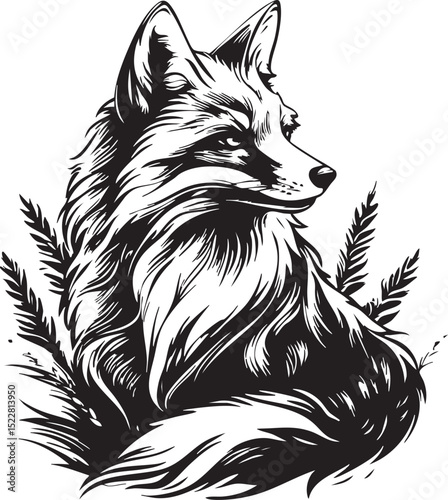 fox, animal, wolf, cartoon, vector, head, dog, illustration, wild, wildlife, mammal, tattoo, fur, cat, nature, red fox, canine, drawing, cute, mascot, black, design, predator, coyote, beast