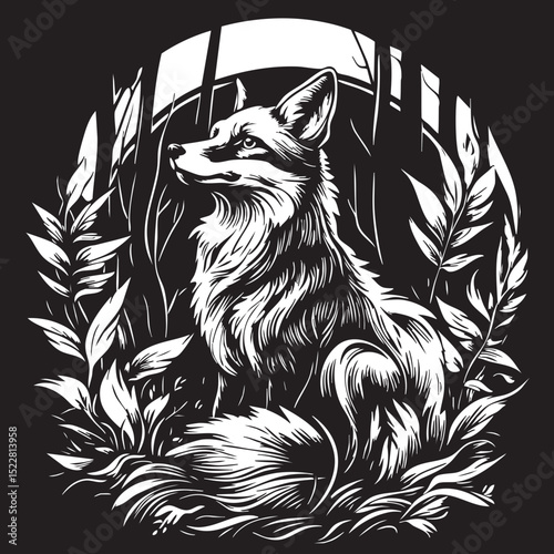 fox, animal, wolf, cartoon, vector, head, dog, illustration, wild, wildlife, mammal, tattoo, fur, cat, nature, red fox, canine, drawing, cute, mascot, black, design, predator, coyote, beast