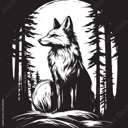 fox, animal, wolf, cartoon, vector, head, dog, illustration, wild, wildlife, mammal, tattoo, fur, cat, nature, red fox, canine, drawing, cute, mascot, black, design, predator, coyote, beast