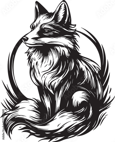 fox, animal, wolf, cartoon, vector, head, dog, illustration, wild, wildlife, mammal, tattoo, fur, cat, nature, red fox, canine, drawing, cute, mascot, black, design, predator, coyote, beast