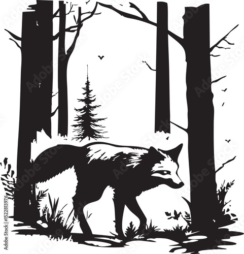 fox, animal, wolf, cartoon, vector, head, dog, illustration, wild, wildlife, mammal, tattoo, fur, cat, nature, red fox, canine, drawing, cute, mascot, black, design, predator, coyote, beast