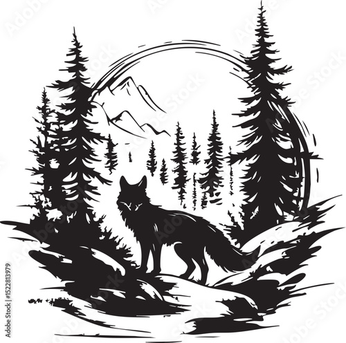 fox, animal, wolf, cartoon, vector, head, dog, illustration, wild, wildlife, mammal, tattoo, fur, cat, nature, red fox, canine, drawing, cute, mascot, black, design, predator, coyote, beast