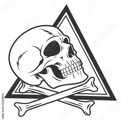 skull danger warning silhouette black and white