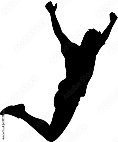 Silhouette of a Person Jumping with Arms Raised in Celebration