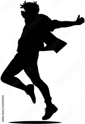 Silhouette of a Man Dancing and Celebrating with Joy