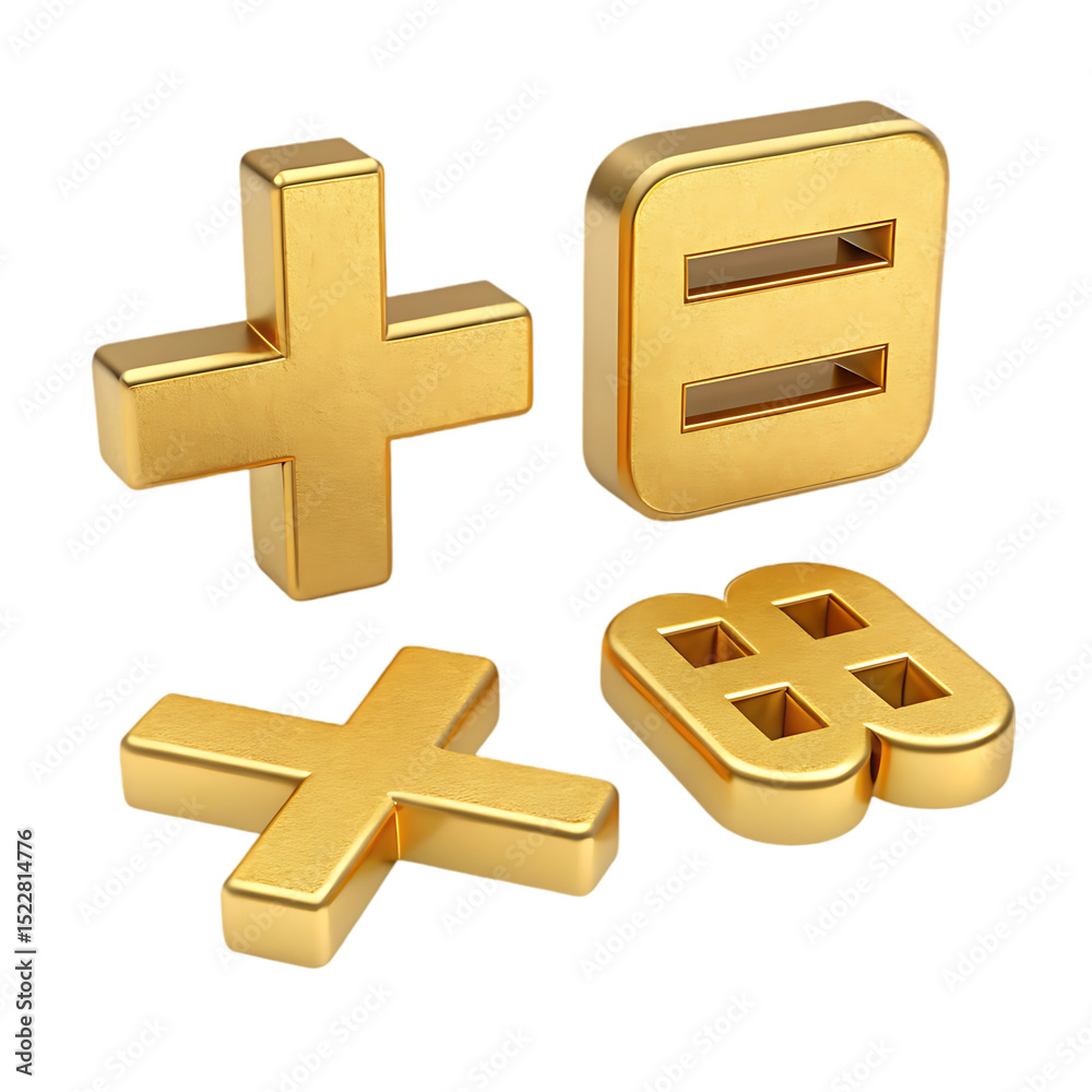 Fototapeta premium Golden Math Symbols: Plus, Minus, Divide, Multiply