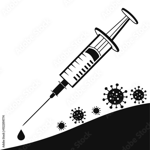 syringe vaccination silhouette black and white