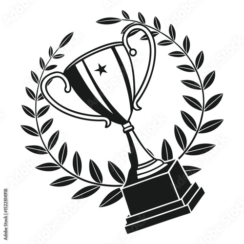 trophy award silhouette victory icon black and white