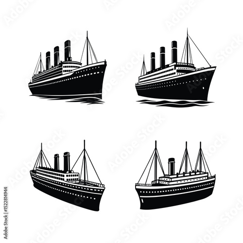 silhouette of ship set 