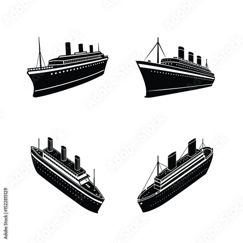 silhouette of ship set 