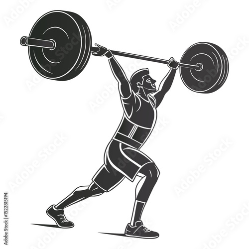 weightlifter lifting barbell silhouette black and white