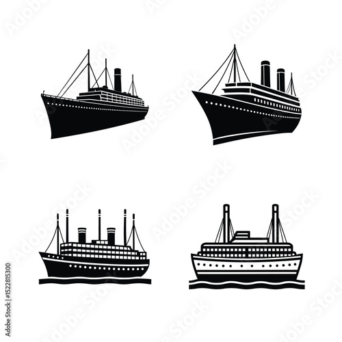 silhouette of ship set 