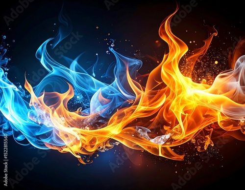 Abstract flames, water, and fire