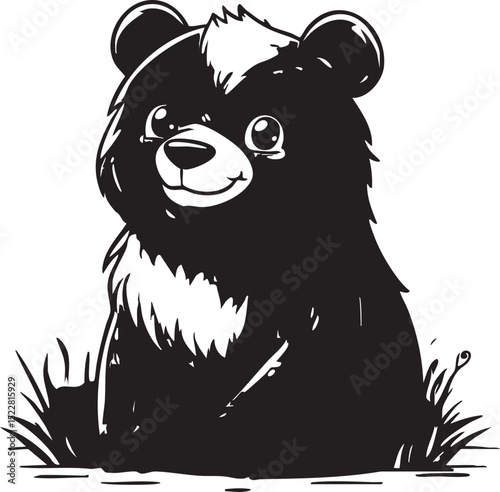 animal, sketch, mammal, vector, wildlife, nature, dog, illustration, drawing, pet, bear, black, fur, shaggy, white, hand drawn, wild, isolated, tail, head, isolated on white, cat, cute, predator, art