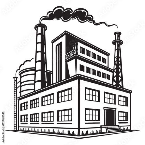 factory industrial building silhouette icon black