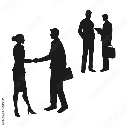 handshake deal agreement silhouette black and white