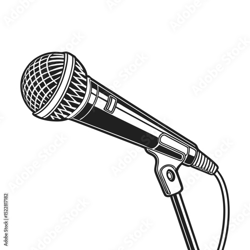 microphone podcast silhouette black and white