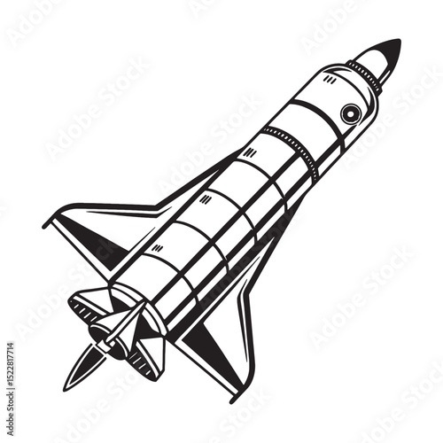 rocket silhouette black and white on white background