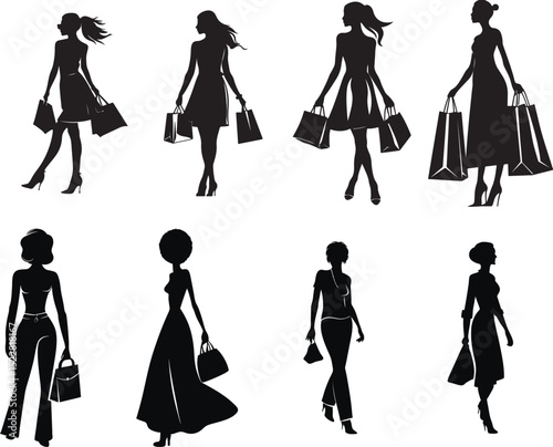 silhouettes of women in different poses
