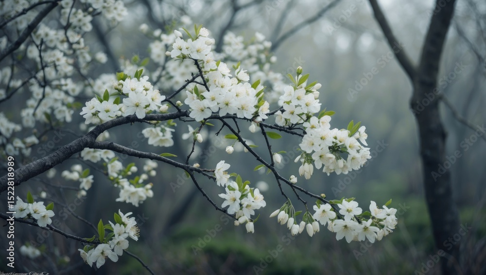 A lovely branch of a flowering tree. White flowers of spring. A lovely branch of a flowering tree. White flowers of spring.