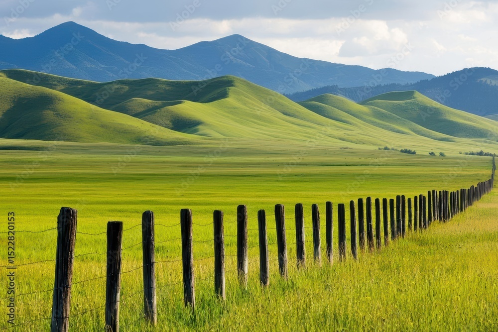 Fototapeta premium sustainable agriculture with organic farming and land stewardship. Solar fence surrounding organic pasture, promoting both stewardship and clean energy