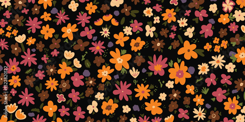 Seamless vector illustration of floral background with different leaves