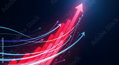 Upward Trending Growth Red Arrow Chart Illustrating Progress and Success