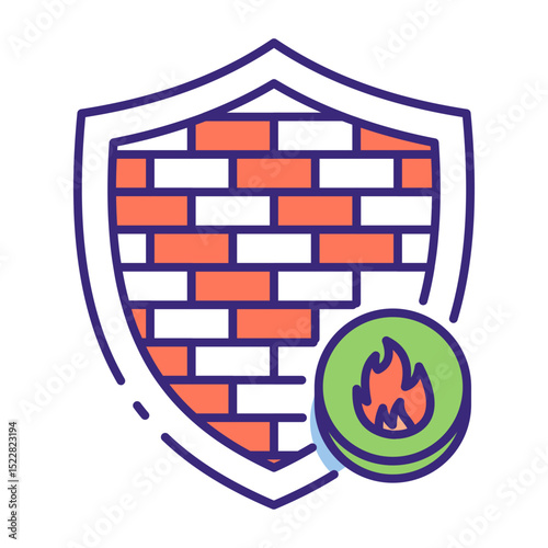 This Firewall icon is suitable for Network Security, Digital Security, etc