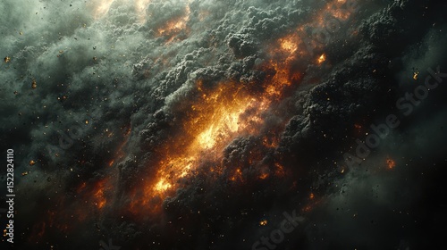 Fiery cosmic cloud eruption, space, background, VFX