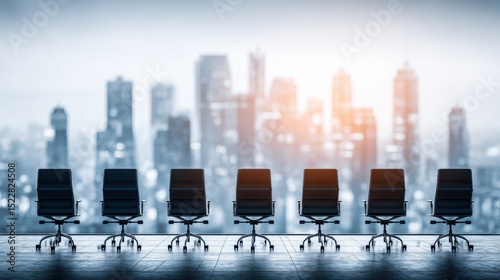 Modern Office Chairs in a Business Skyline Setting